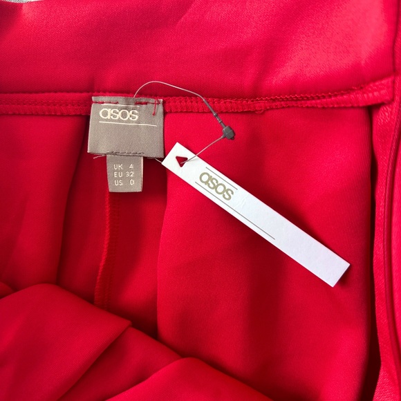 ASOS DESIGN red midi scuba prom skirt with bow front size 0 - Picture 5 of 9